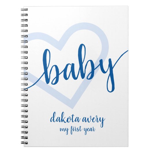 Carnet Coeur bleu classique | Flourish Baby Scrapbook (Devant)