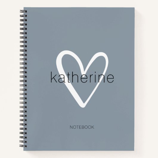 Carnet Coeur chic sur Dusty Blue (Devant)