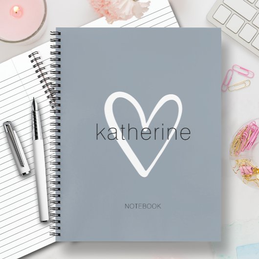 Carnet Coeur chic sur Dusty Blue