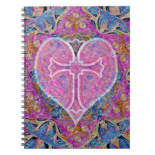 Carnet Coeur, croix, motif par Amelia Carrie