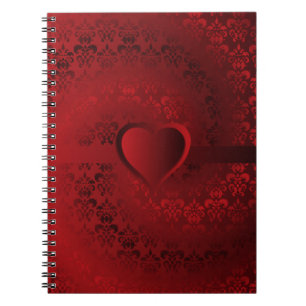 Carnet Coeur damassé rouge