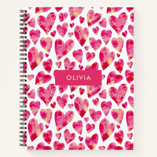 Carnet Coeur d'amour rose vif (Devant)
