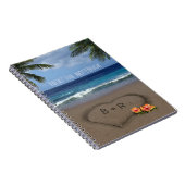 Carnet Coeur dans le sable avec vos initiales (Côté Droit)