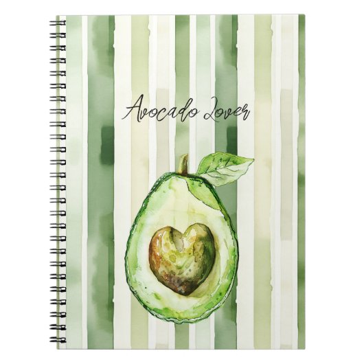 Carnet Coeur d'avocat rayures vertes (Devant)