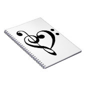 Carnet Coeur de musique Treble basse Clef Heart - Noir (Côté Droit)