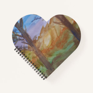 Carnet Coeur des arbres du coucher de soleil