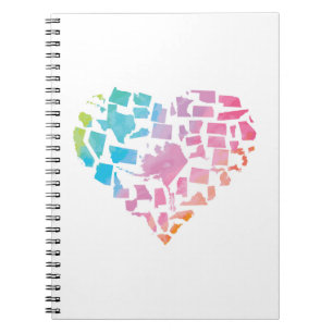 Carnet Coeur des Etats-Unis d'aquarelle