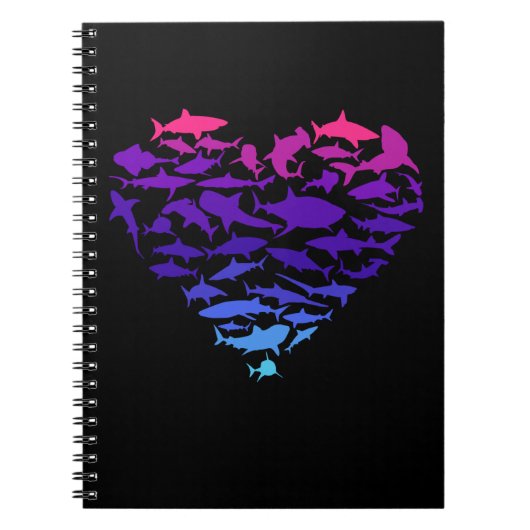 Carnet Coeur des requins Amateur de requins Vie marine co (Devant)