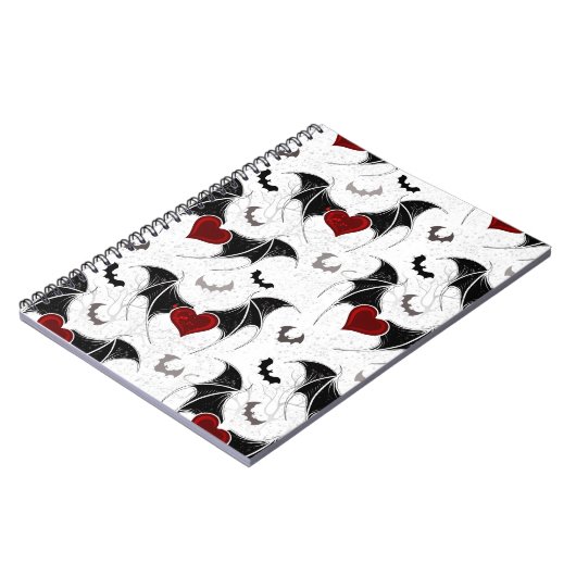 Carnet Coeur d'Halloween avec ailes de chauve-souris noir (Côté gauche)