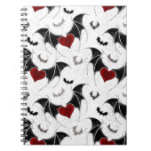 Carnet Coeur d'Halloween avec ailes de chauve-souris noir (Devant)
