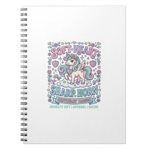Carnet Cœur doux de licorne Corne pointue Typographie gra