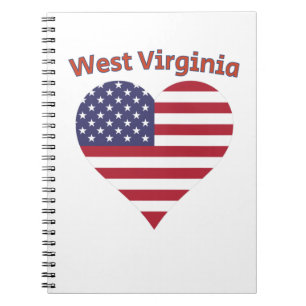 Carnet Coeur du drapeau américain de Virginie-Occidentale