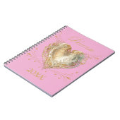 Carnet Cœur élégant personnalisé rose et or (Côté gauche)