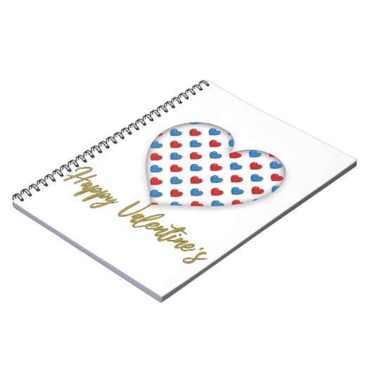 Carnet Cœur élégant rouge et bleu en forme de cœur (Côté gauche)