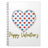 Carnet Cœur élégant rouge et bleu en forme de cœur (Devant)