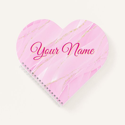 Carnet Cœur en forme de rose et or (Devant)