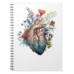 Carnet Coeur envahi de fleurs (découpé) - anatomie