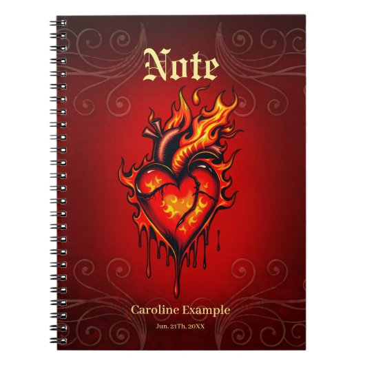 Carnet Coeur flamboyant. (Devant)