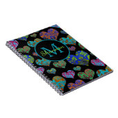 Carnet Coeur floral coloré Nom du monogramme motif (Côté Droit)