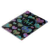 Carnet Coeur floral coloré Nom du monogramme motif (Côté gauche)