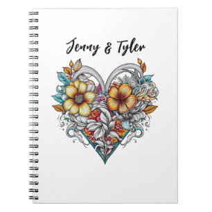Carnet Coeur floral personnalisé Romantique