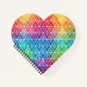 Carnet Coeur géométrique Motif arc en ciel