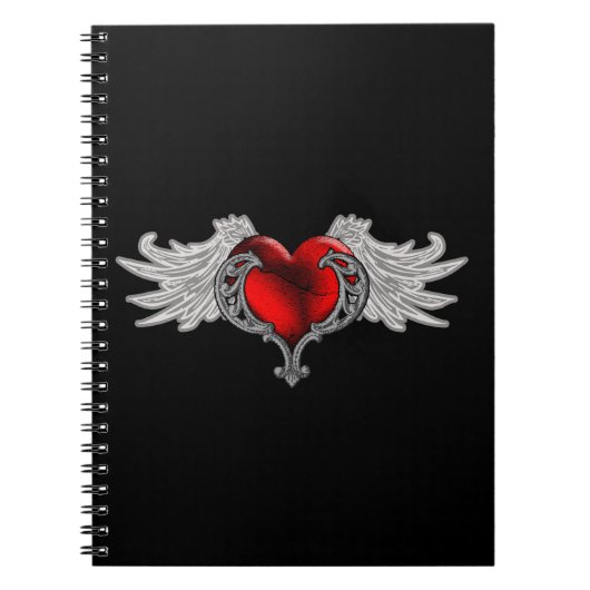 Carnet Cœur gothique avec ailes d'ange (Devant)