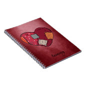 Carnet Cœur gothique rafistolé sur fond grunge rouge (Côté Droit)