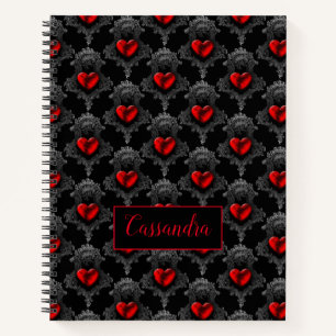 Carnet Coeur gothique rouge personnalisé