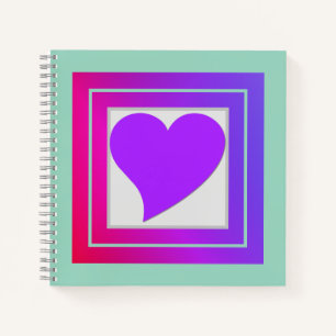 Carnet Coeur mignon violet, rose et rouge sur Turquoise
