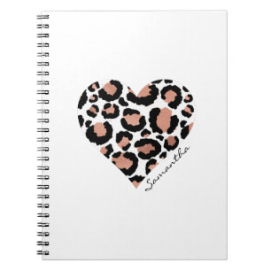 Carnet Coeur Motif Leopard Elégant Personnalisé