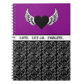 Carnet Coeur noir, ailes blanches