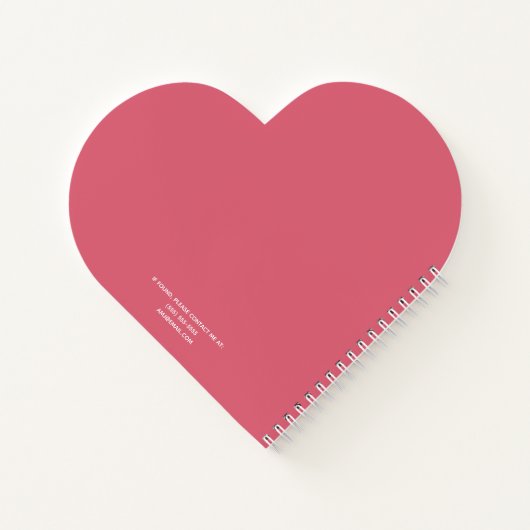 Carnet Coeur personnalisé Rose rose simple et élégant (Dos)