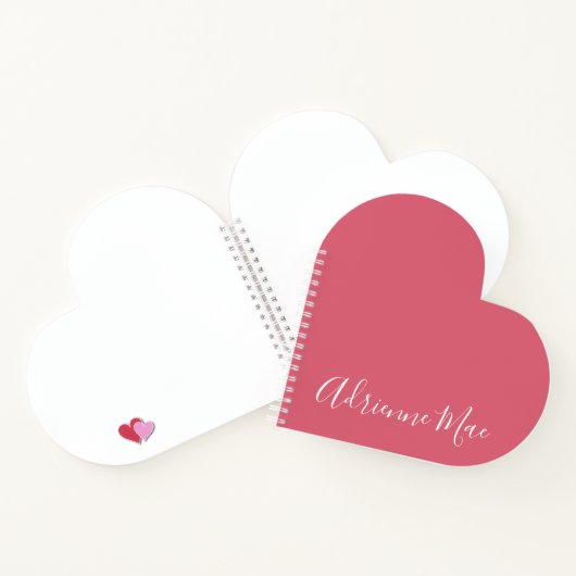 Carnet Coeur personnalisé Rose rose simple et élégant (Intérieur)