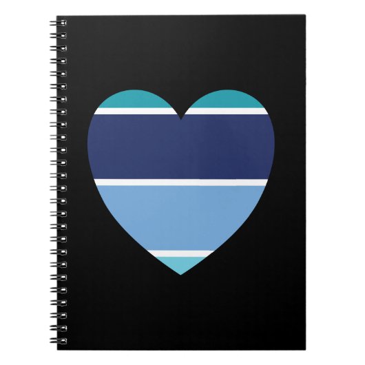 Carnet Coeur rayé bleu (Devant)