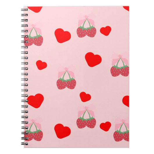 Carnet cœur rose et baies (Devant)