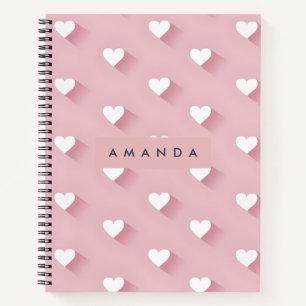 Carnet Cœur Rose Pâle Kawaii Personnalisé