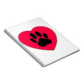 Carnet Coeur rouge avec Empreinte de patte de chien (Côté Droit)