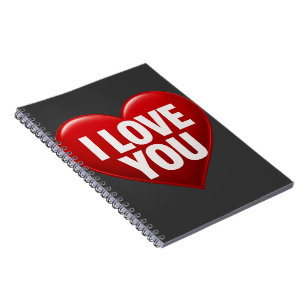 Carnet Cœur rouge avec typographie blanche "JE T'AIME" Co