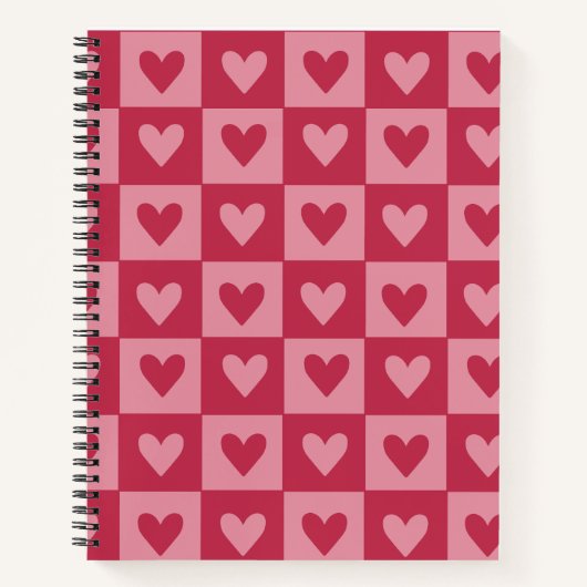 Carnet Coeur rouge en damier (Devant)