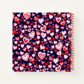 Carnet Coeur rouge rose, mauve et nom de marine ruban (Dos)