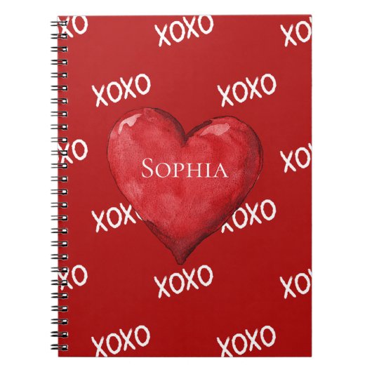Carnet Coeur rouge XOXO (Devant)