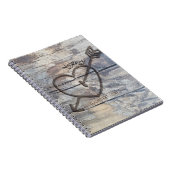 Carnet Coeur sculpté en bois Inséparables rustiques (Côté Droit)