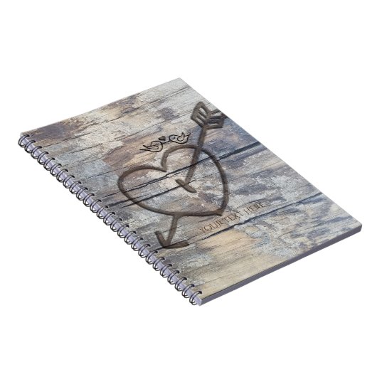 Carnet Coeur sculpté en bois Inséparables rustiques (Côté Droit)