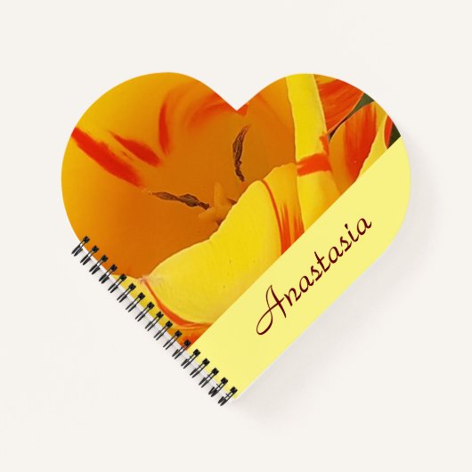 Carnet Coeur Tulipe de printemps jaune (Devant)