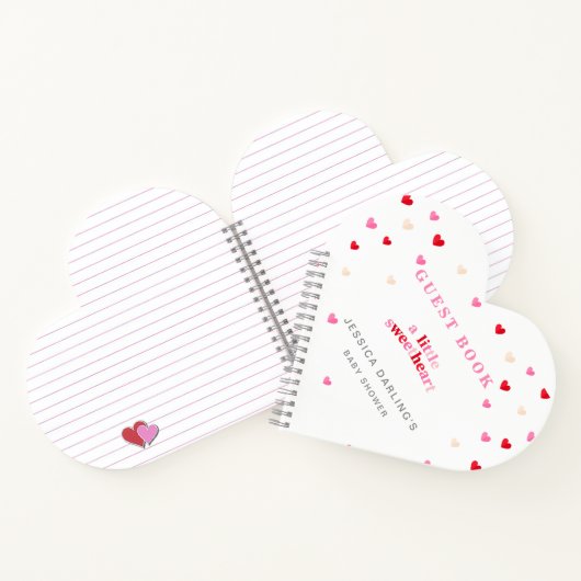 Carnet Coeur Valentine Thème Bébé Fille Douche Rouge Rose (Intérieur)