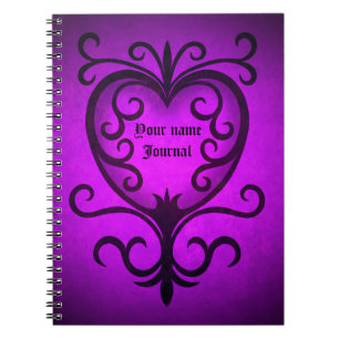 Carnet Coeur victorien gothique élégant en violet
