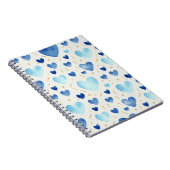 Carnet Cœurs Aquarelle Bleu Clair (Côté Droit)