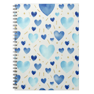 Carnet Cœurs Aquarelle Bleu Clair
