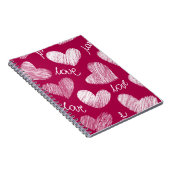 Carnet Coeurs blancs avec script d'amour rouge mignon (Côté Droit)